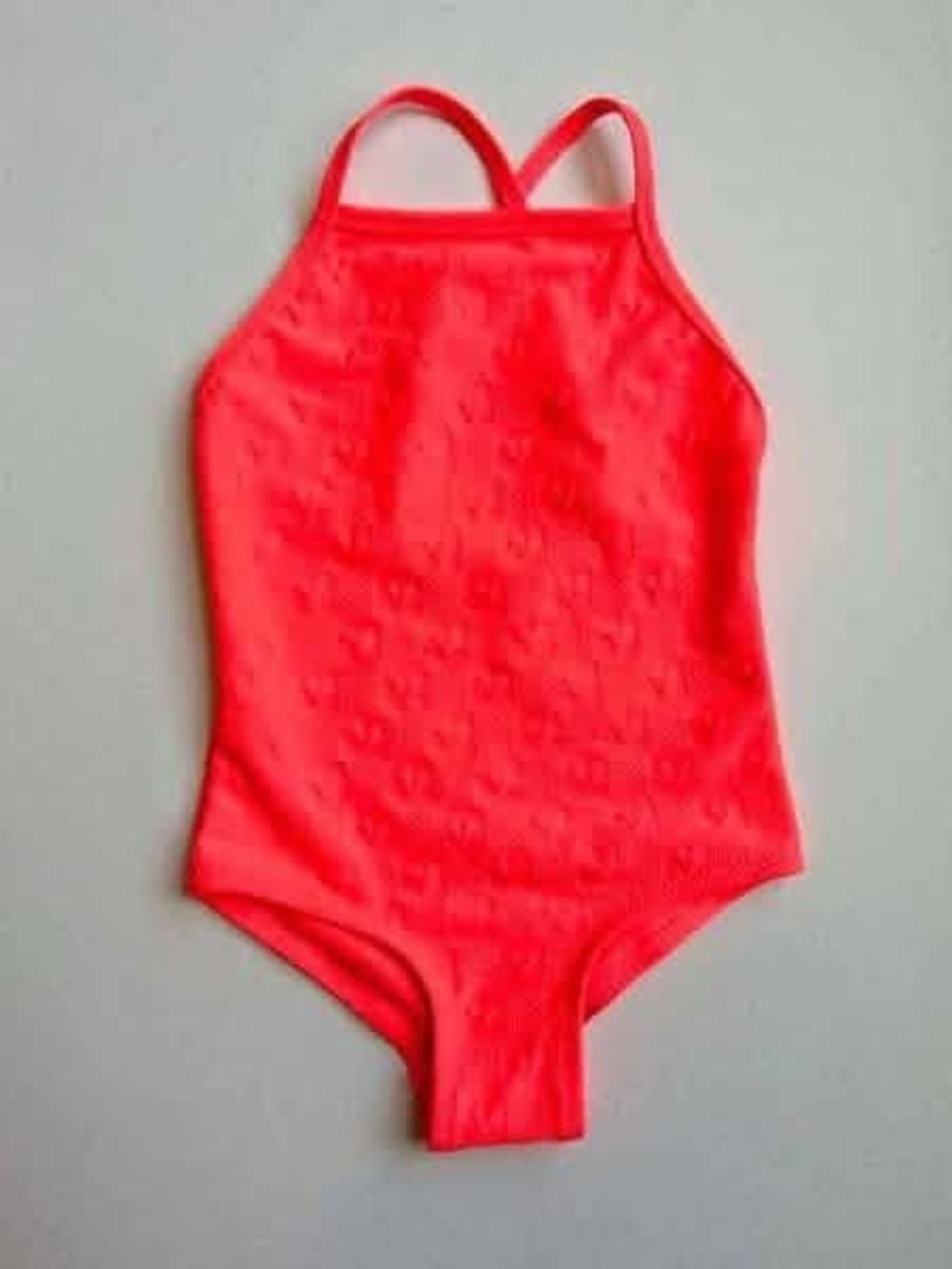 Zara Neon orange Tank One-Piece Swimsuit- heart print